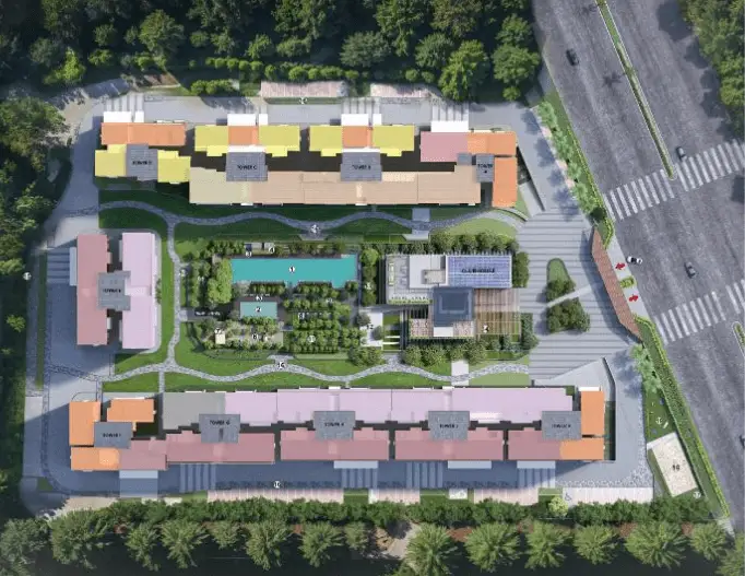 Master plan layout of ASSETZ KVN NIWA & NEO showing towers and amenities