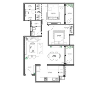 Assetz Sora & Saki Phase 3 floor plan 2 BHK