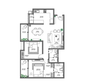 Assetz Old Madras Road 2 BHK floor plan 